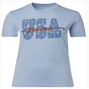 USA 250th T-Shirt Womens XL Blue Mama Graphic Patriotic Cotton Blend